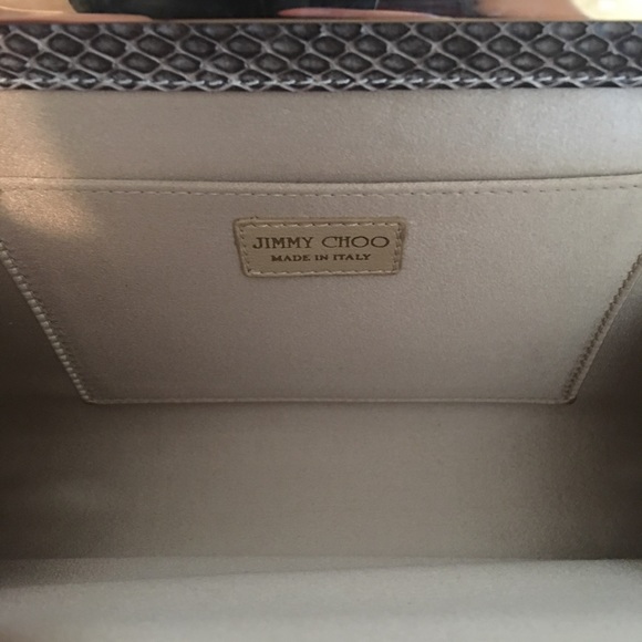 Jimmy Choo Cayla Python Two Tone Studded Clutch - Picture 7 of 8